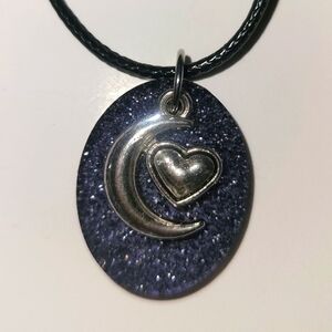 New Moon and Heart Necklace